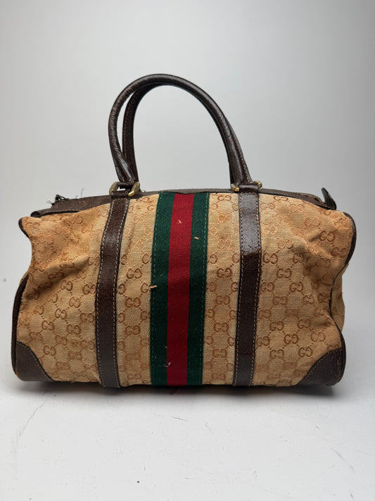 Vintage Gucci Mini Boston Monogram Bah Brown