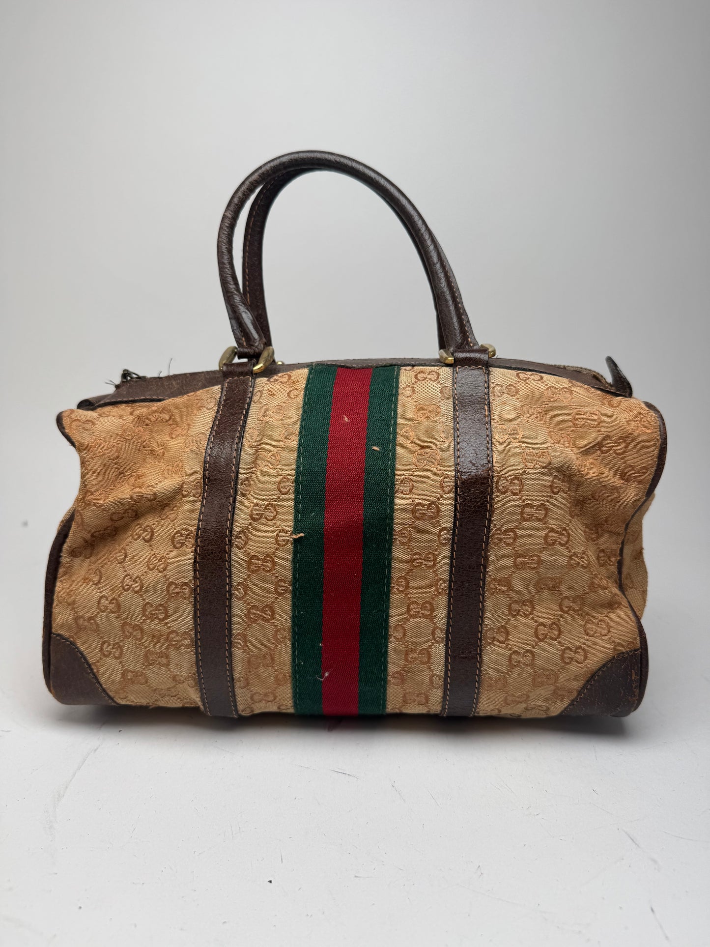 Vintage Gucci Mini Boston Monogram Bah Brown