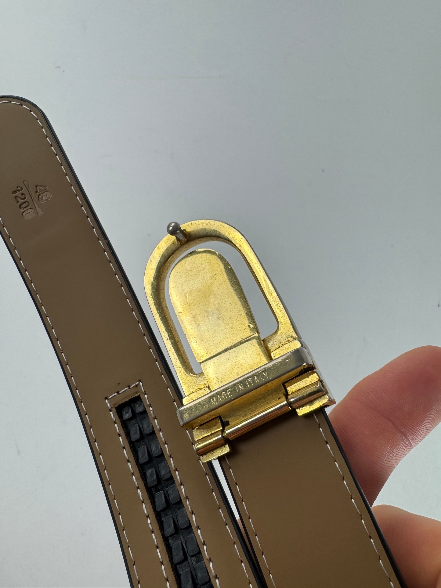 Vintage Celine Paris Carriage Logo Leather Belt Black