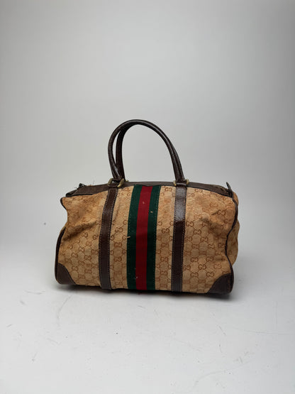 Vintage Gucci Mini Boston Monogram Bah Brown