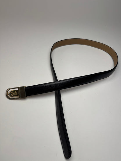 Vintage Celine Paris Carriage Logo Leather Belt Black