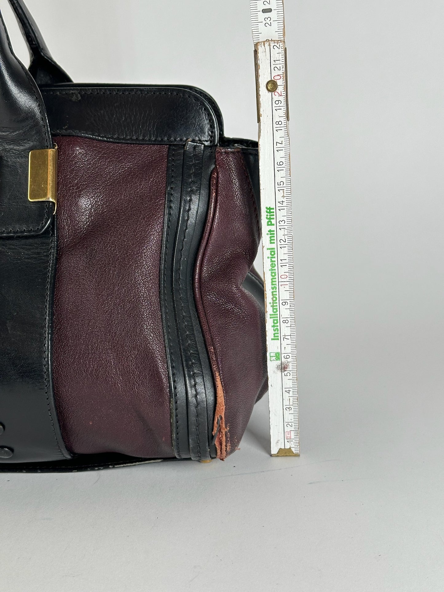 Sac vintage en cuir Chloé noir rouge