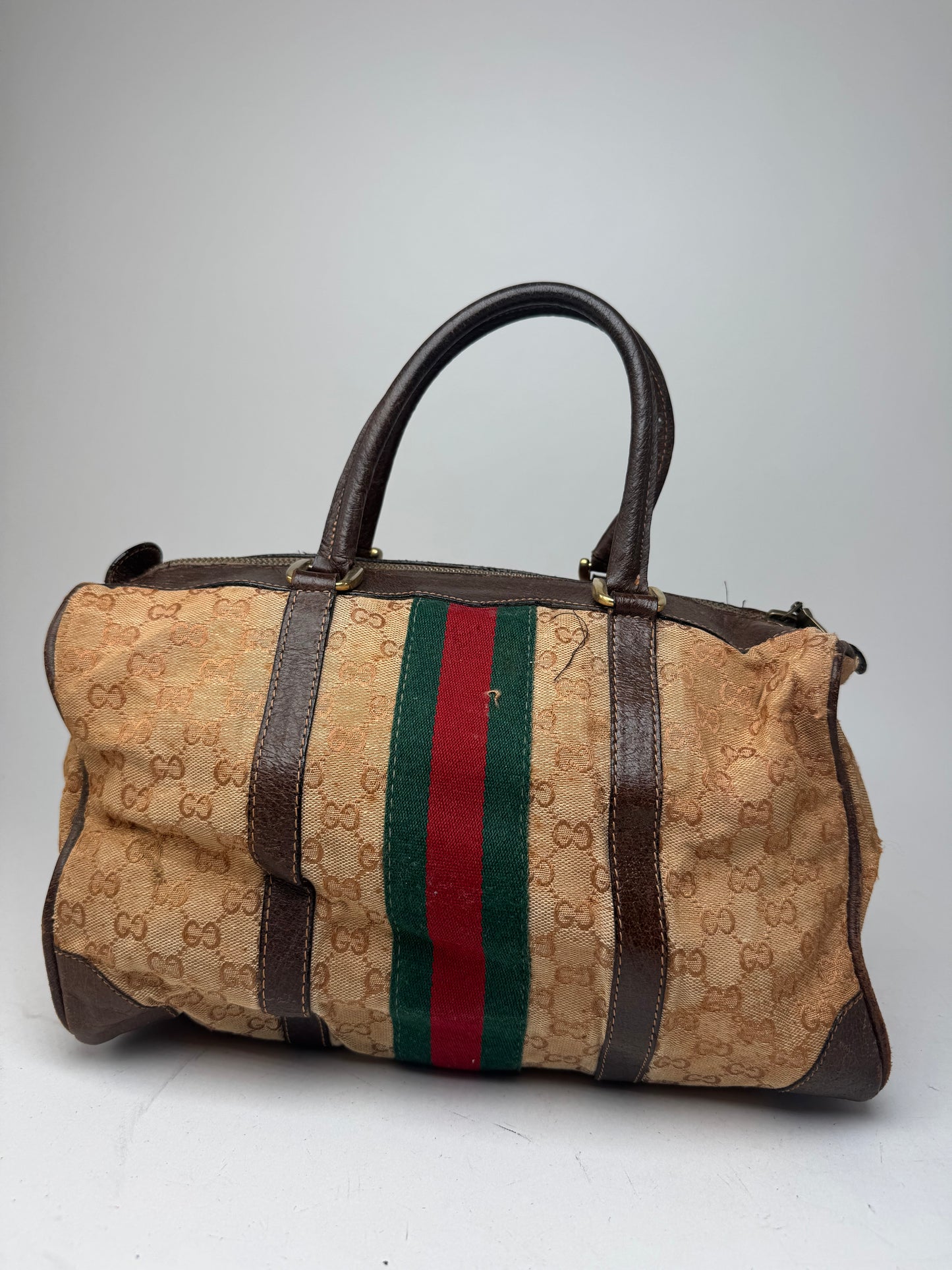 Vintage Gucci Mini Boston Monogram Bah Brown