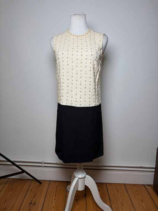 Vintage Miu Miu Beaded Structured Dress Cream Black S