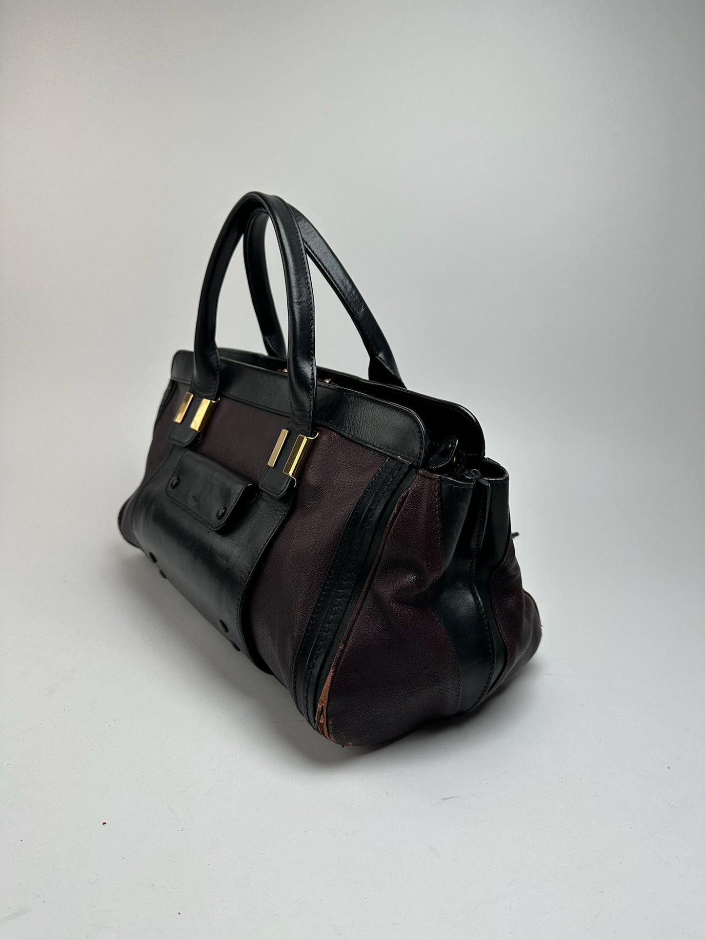 Sac vintage en cuir Chloé noir rouge