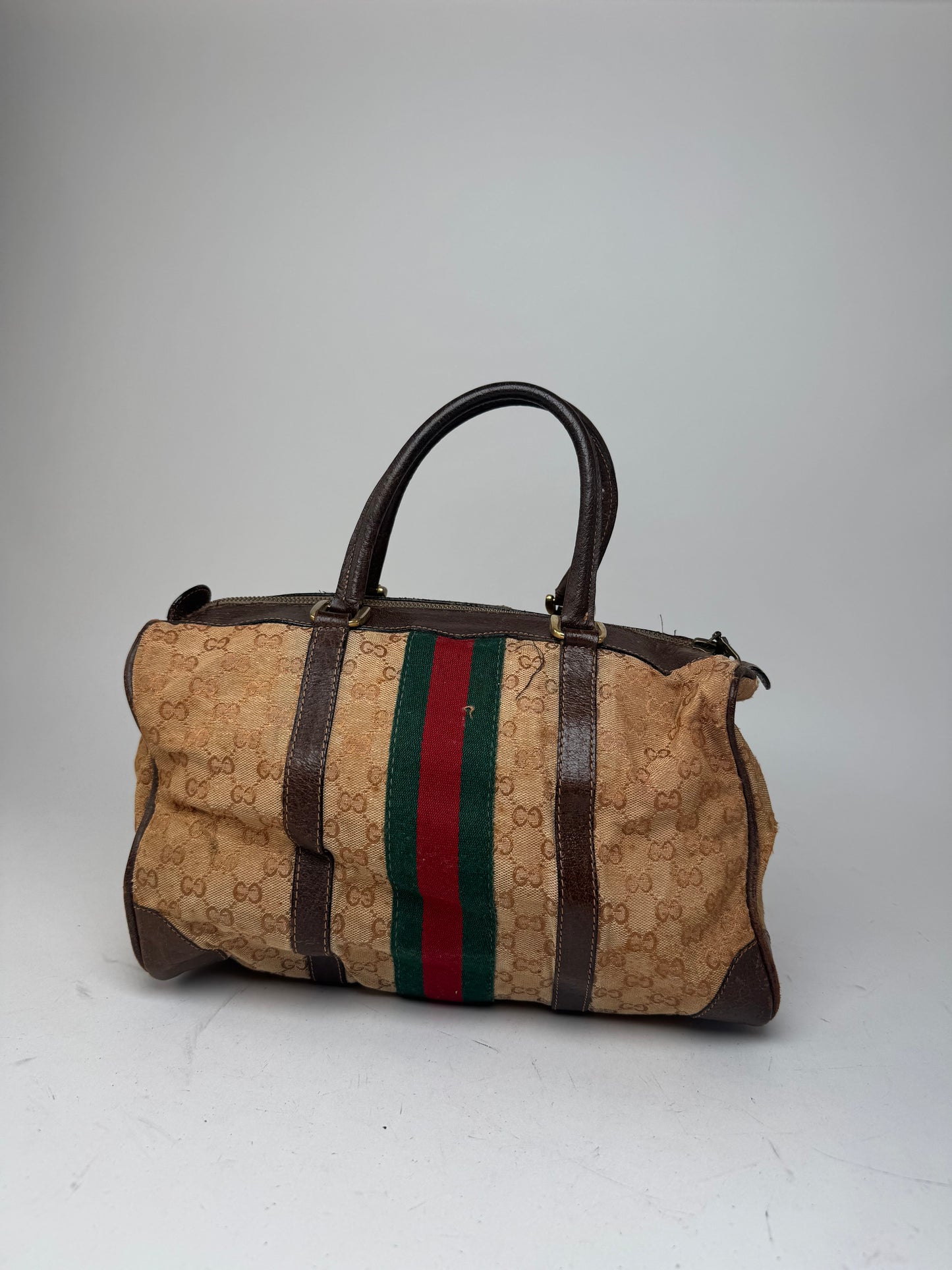 Vintage Gucci Mini Boston Monogram Bah Brown