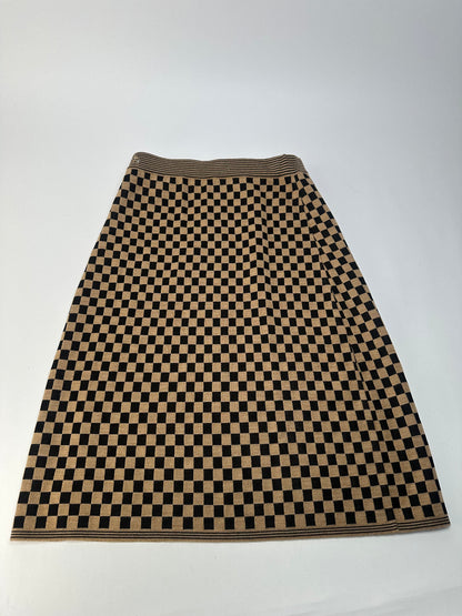 Vintage Fendi Checkerboard Knit Skirt Beige Black L