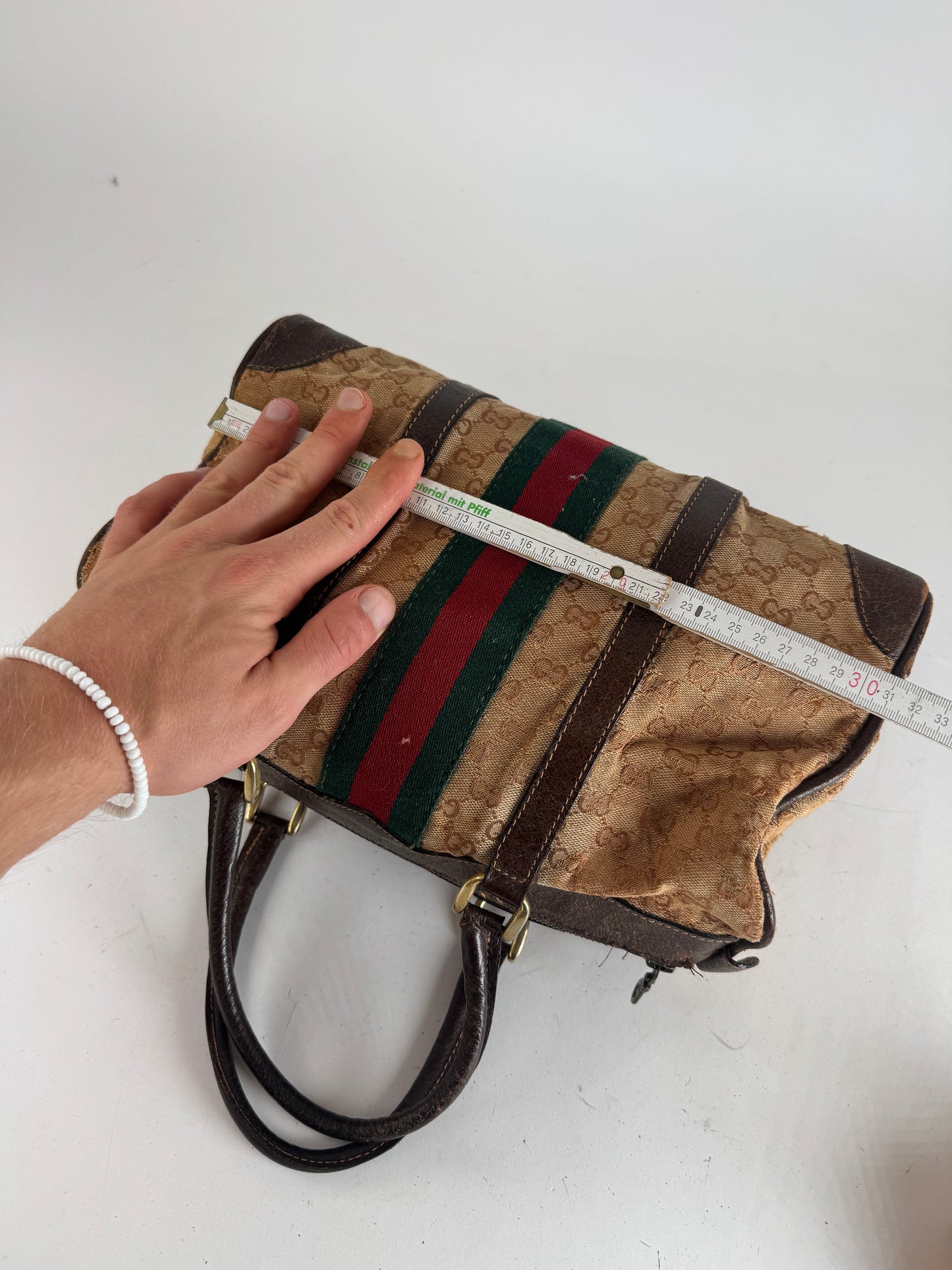 Vintage Gucci Mini Boston Monogram Bah Brown