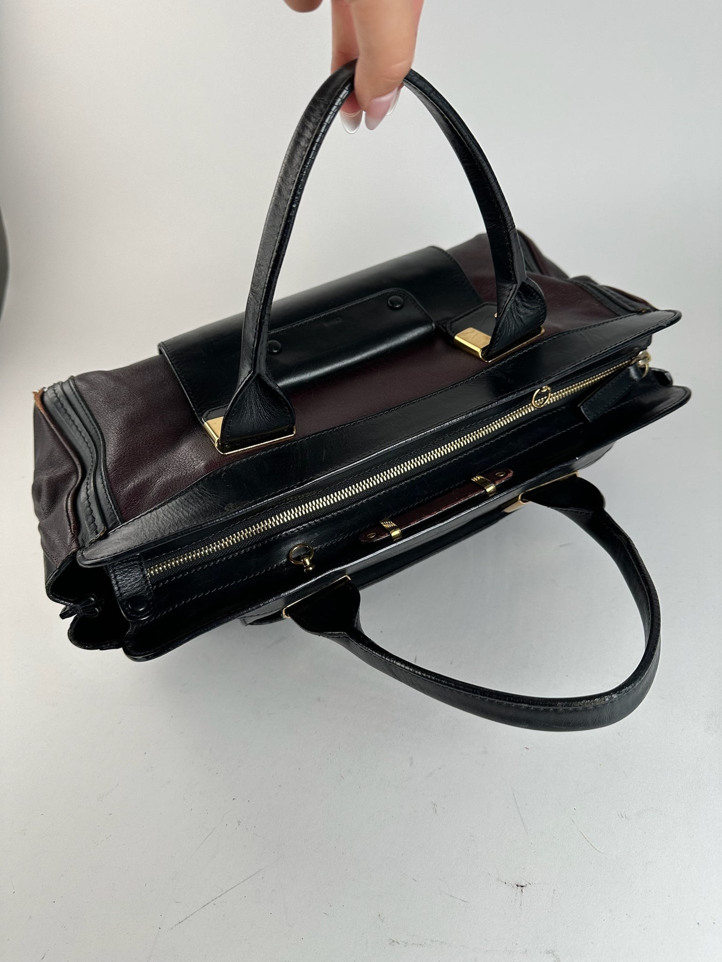 Sac vintage en cuir Chloé noir rouge
