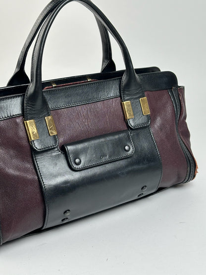 Sac vintage en cuir Chloé noir rouge