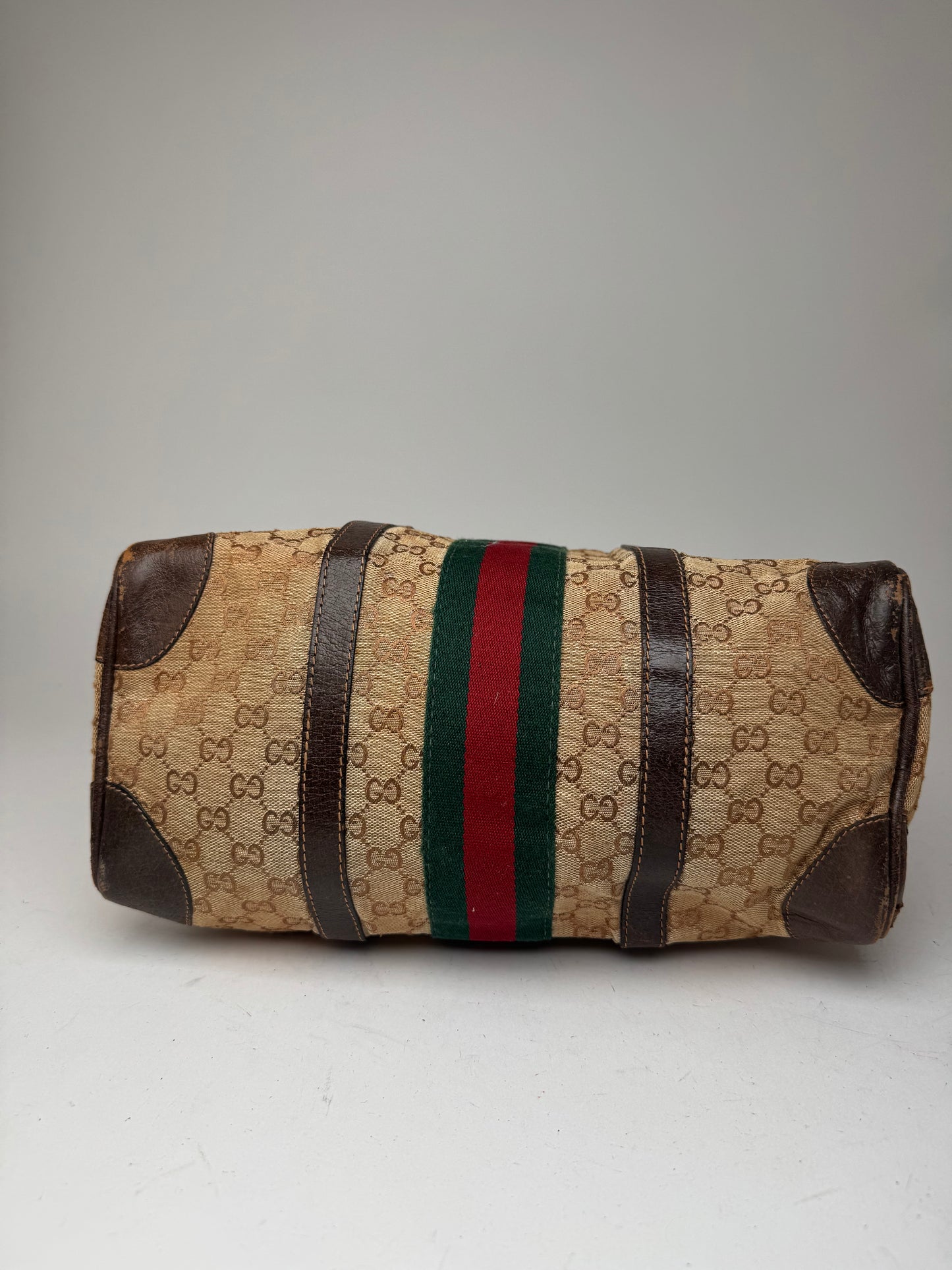 Vintage Gucci Mini Boston Monogram Bah Brown