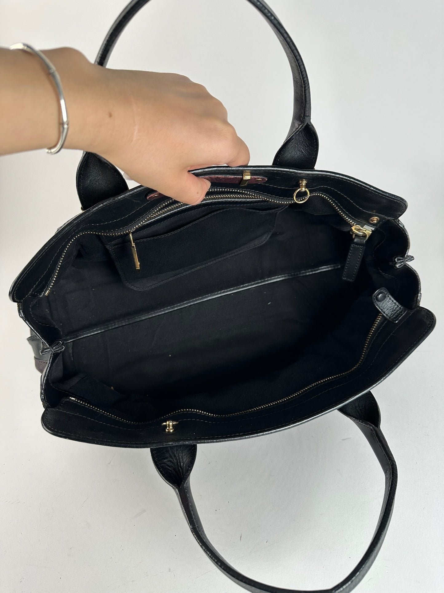 Sac vintage en cuir Chloé noir rouge