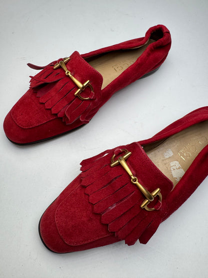 Vintage Gucci Horsebit Suede Loafer / Ballerinas Red