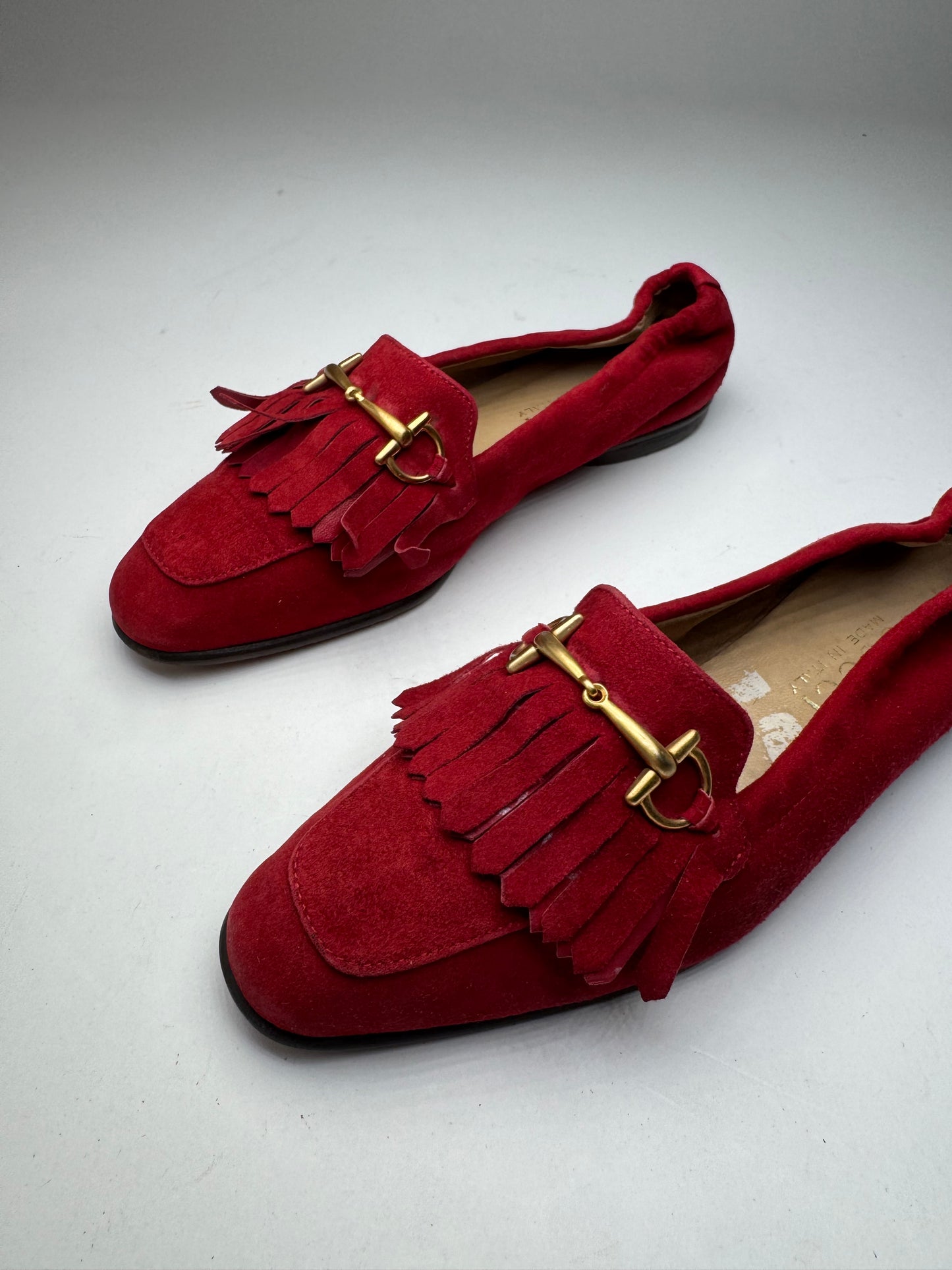 Vintage Gucci Horsebit Suede Loafer / Ballerinas Red