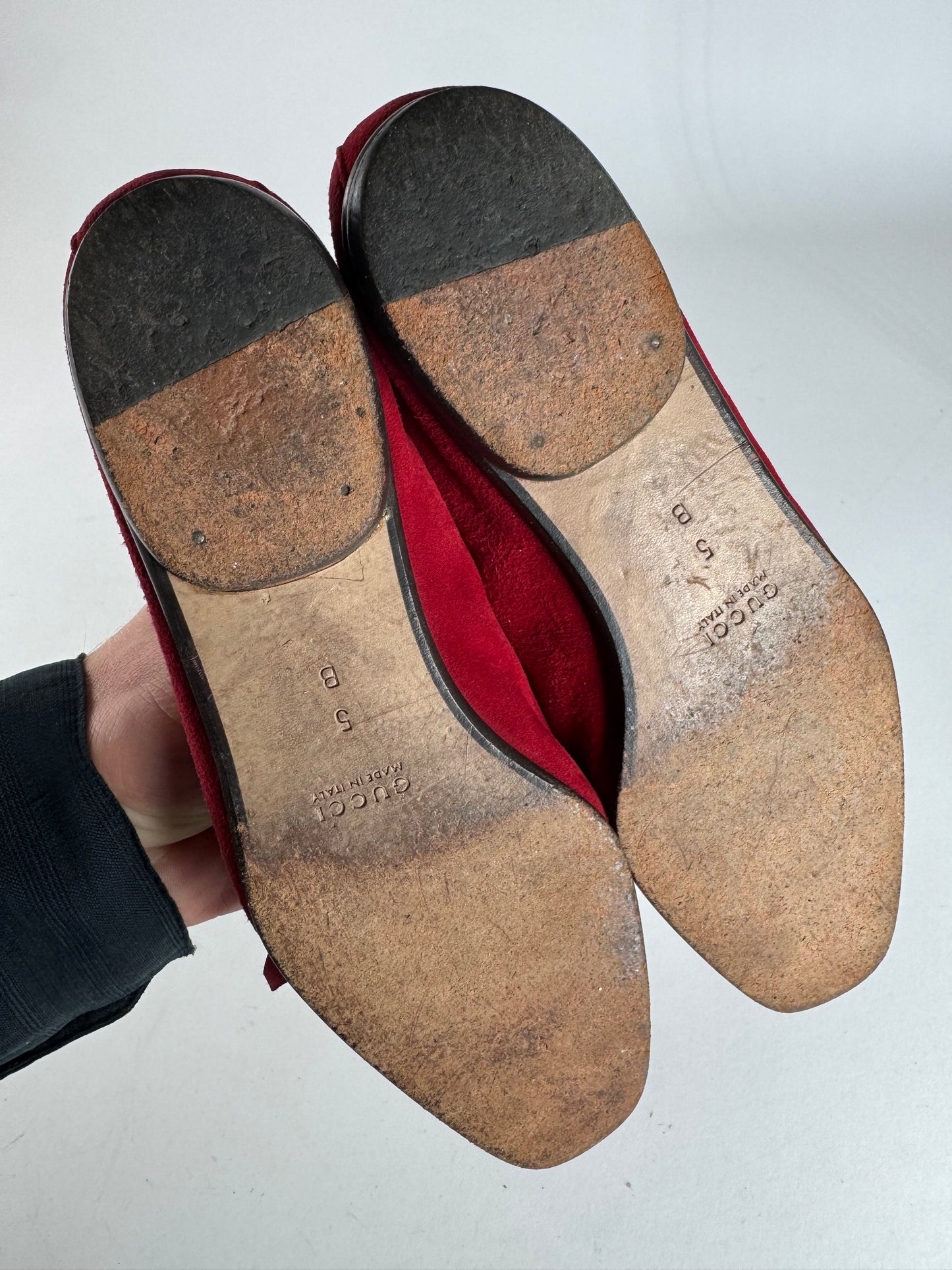 Vintage Gucci Horsebit Suede Loafer / Ballerinas Red