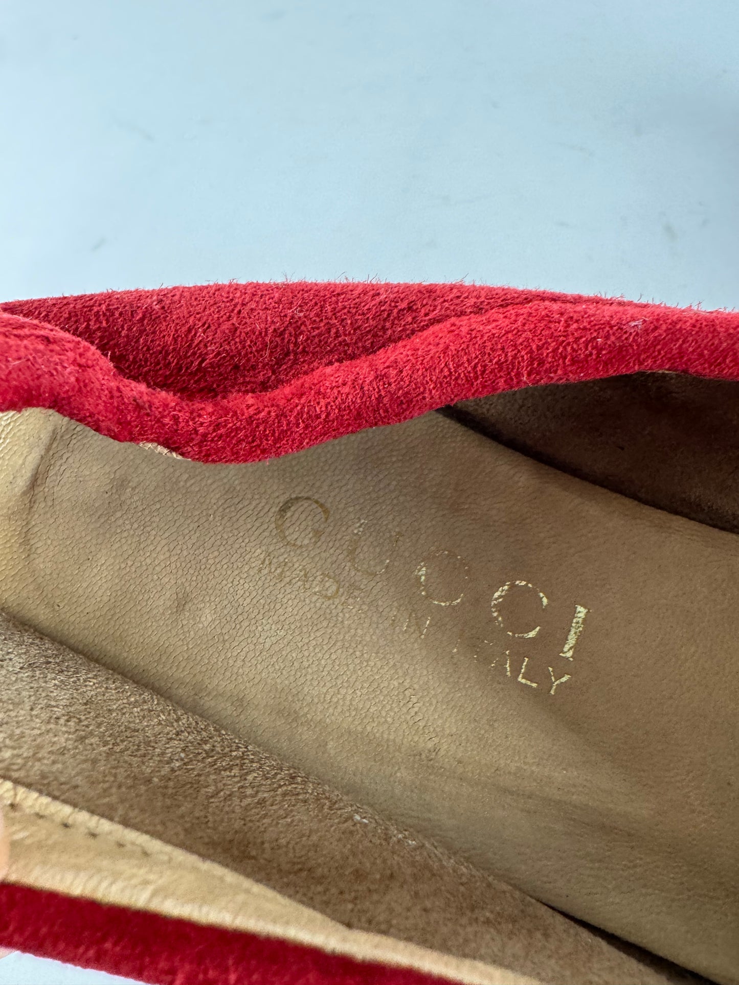 Vintage Gucci Horsebit Suede Loafer / Ballerinas Red