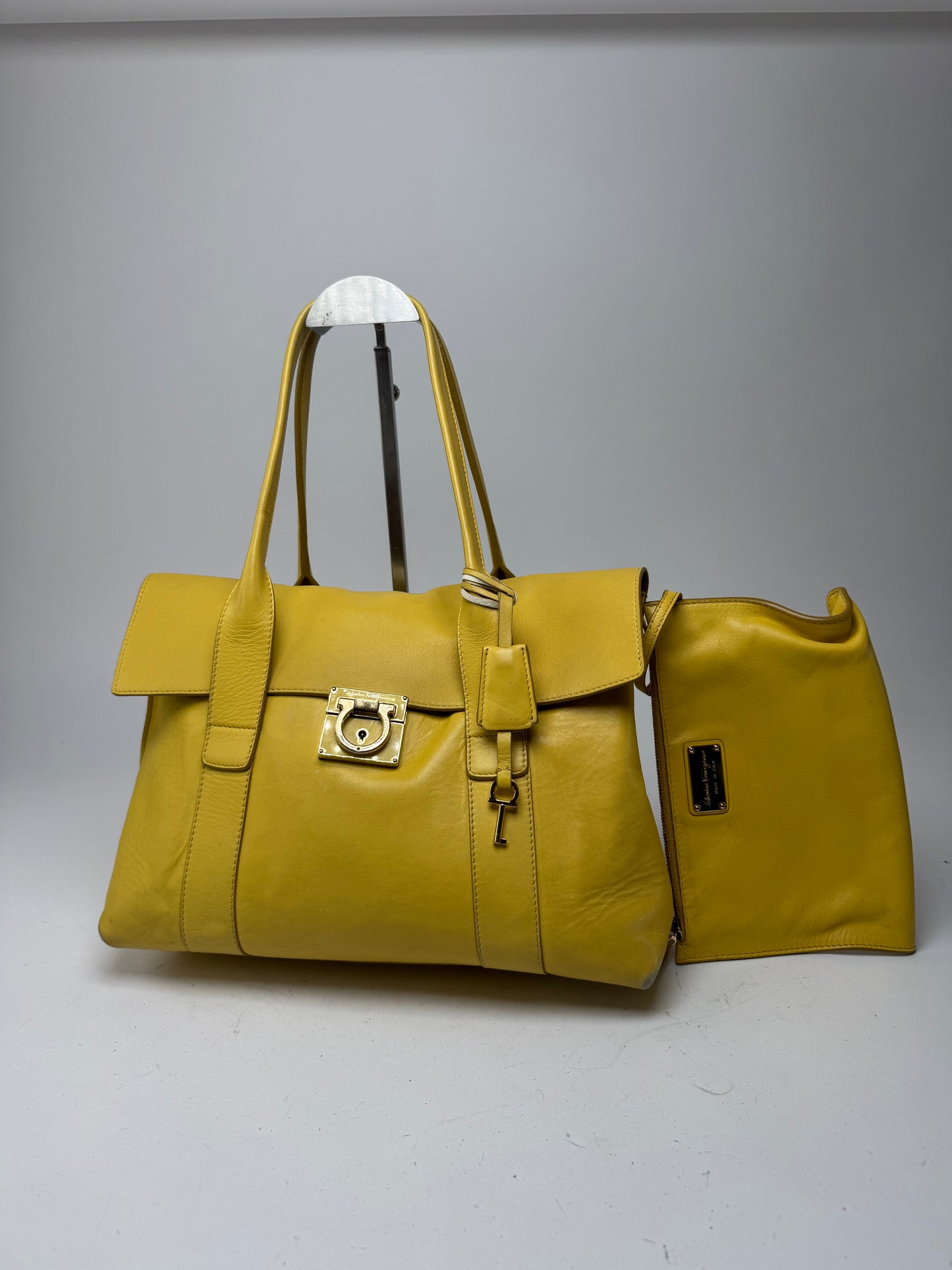 Vintage Salvatore Ferragamo Leather Bag Yellow