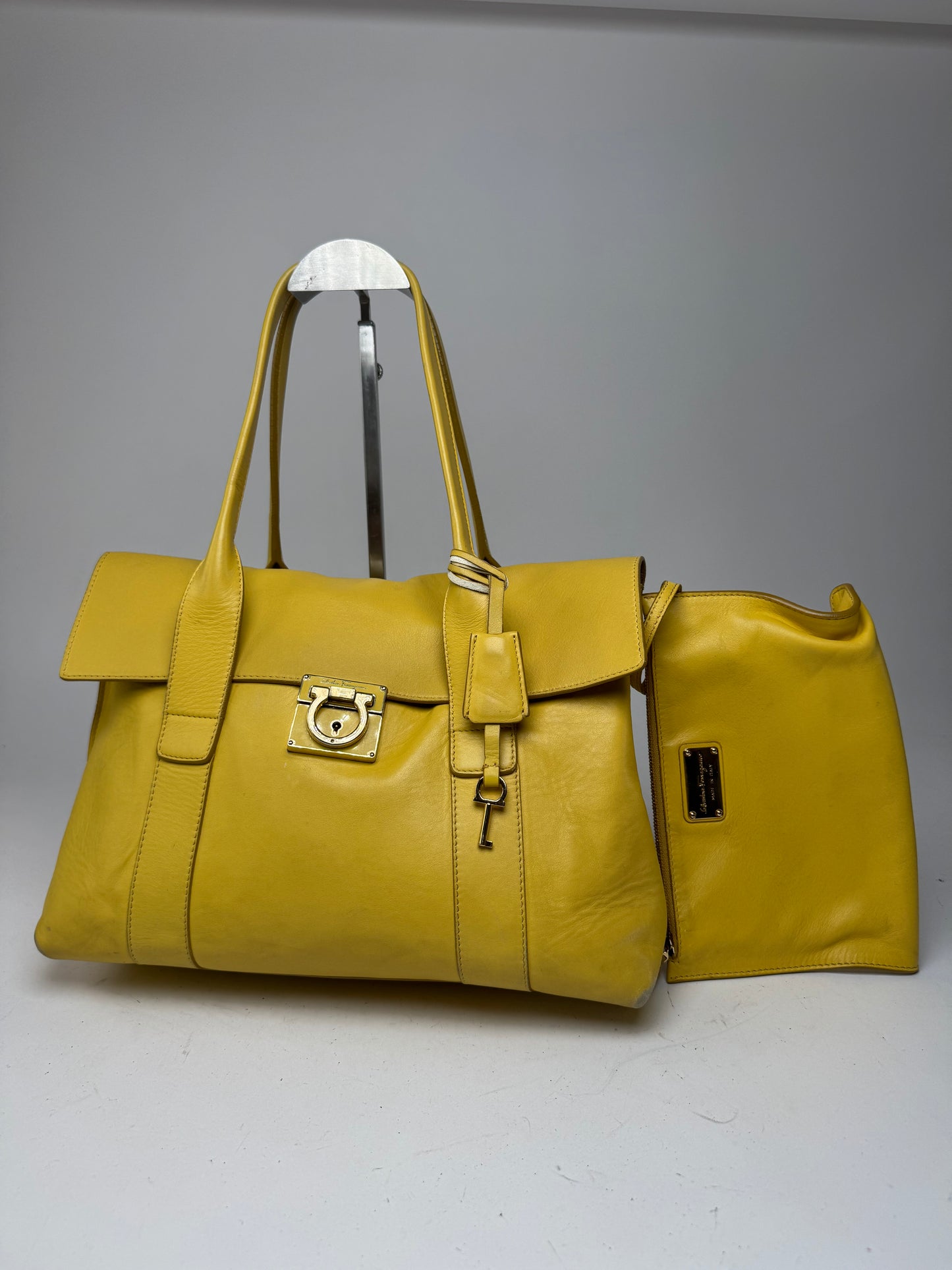 Vintage Salvatore Ferragamo Leather Bag Yellow