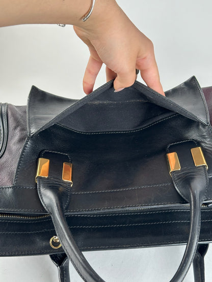 Sac vintage en cuir Chloé noir rouge