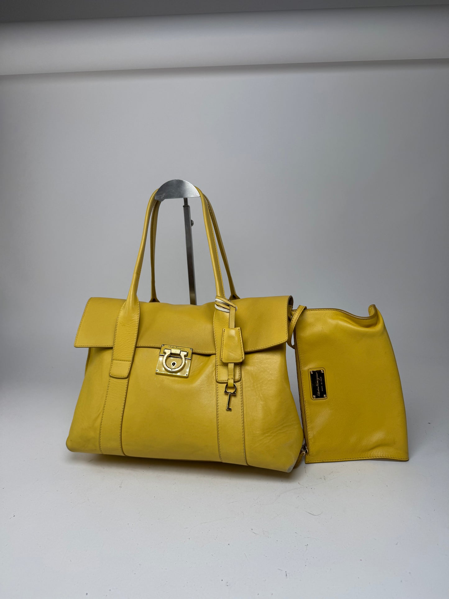 Vintage Salvatore Ferragamo Leather Bag Yellow