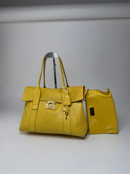 Vintage Salvatore Ferragamo Leather Bag Yellow