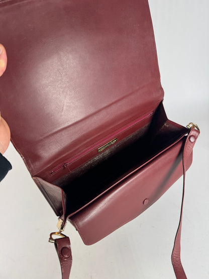 Vintage Cartier Leather Shoulder Bag burgundy