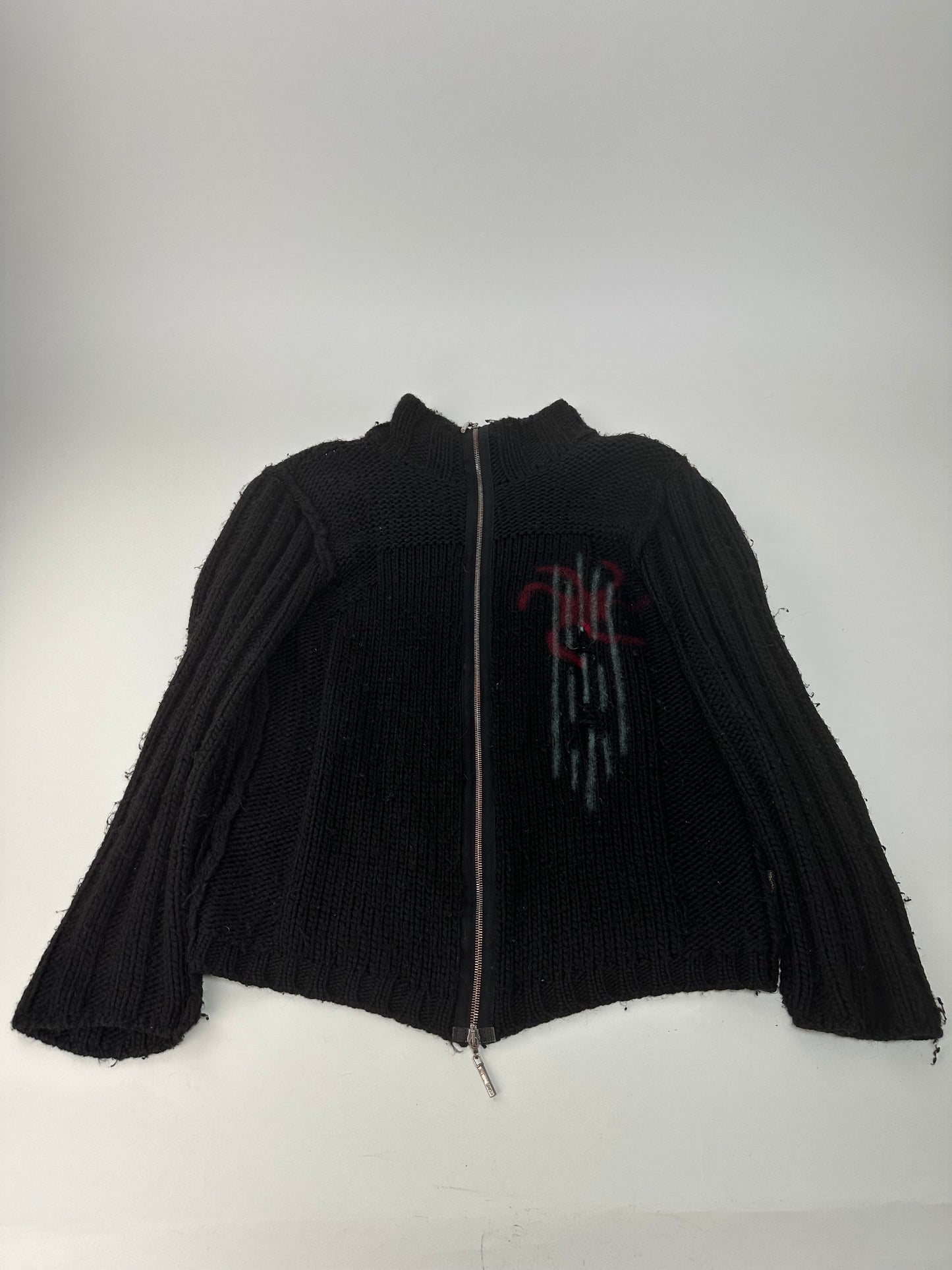 Vintage Cavalli Knitted Jacket Y2K Black Red Green