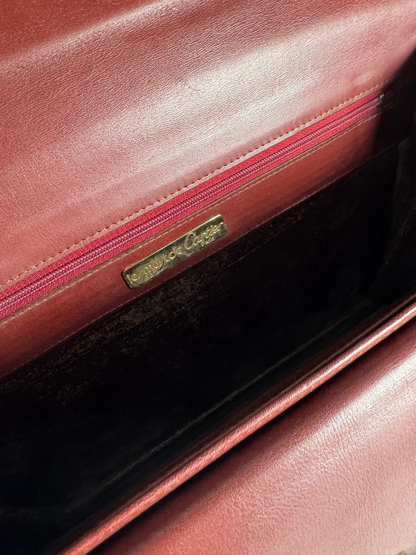 Vintage Cartier Leather Shoulder Bag burgundy
