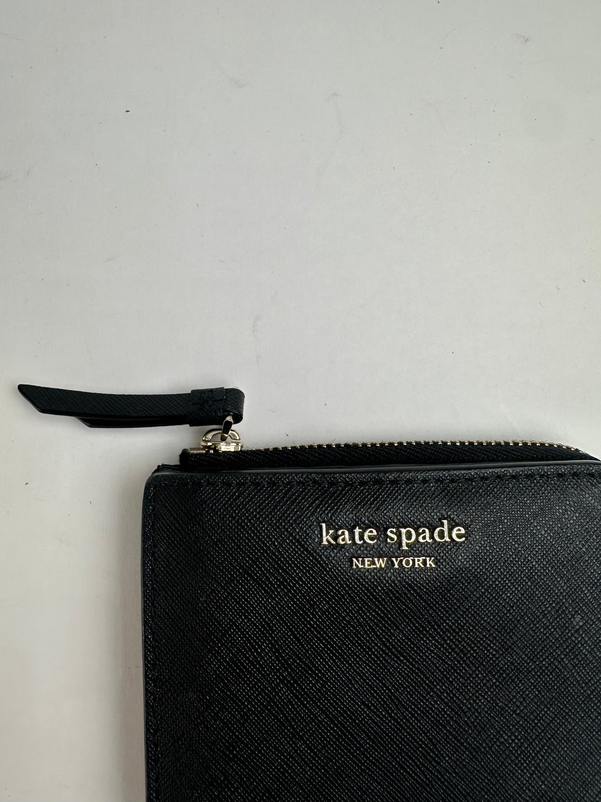 Vintage Kate Spade Saffiano Leather Bifold Wallet Black Silver