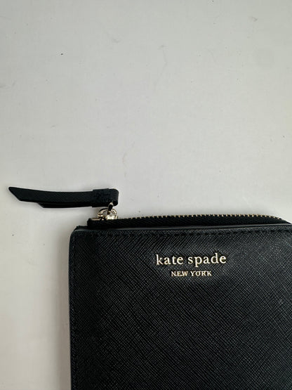 Vintage Kate Spade Saffiano Leather Bifold Wallet Black Silver