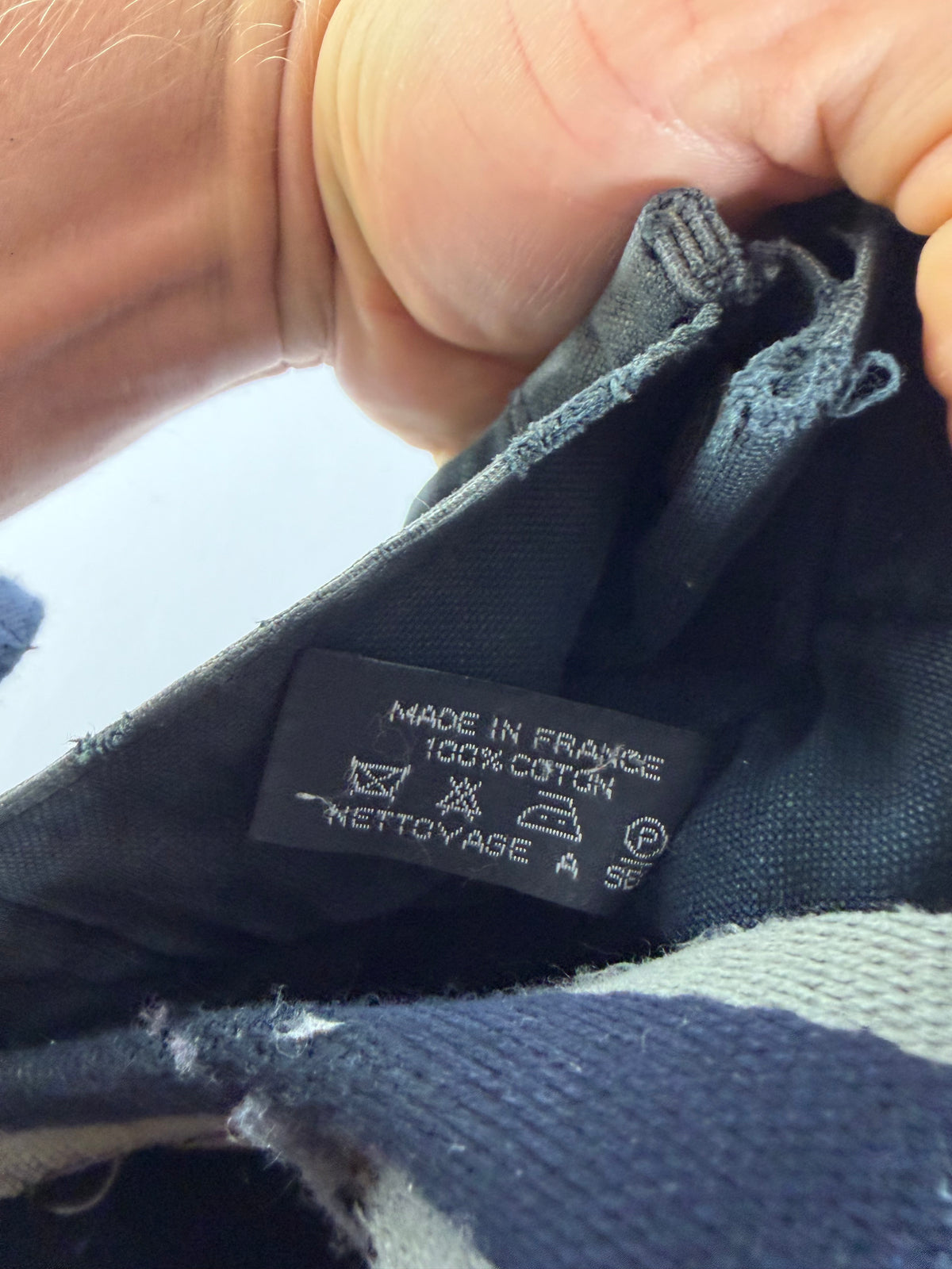Vintage Hermes Canvas Tote Bag Dark Grey Navy Damaged