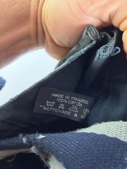 Vintage Hermes Canvas Tote Bag Dark Grey Navy Damaged