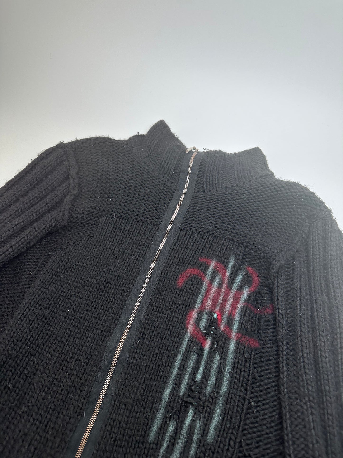 Vintage Cavalli Knitted Jacket Y2K Black Red Green