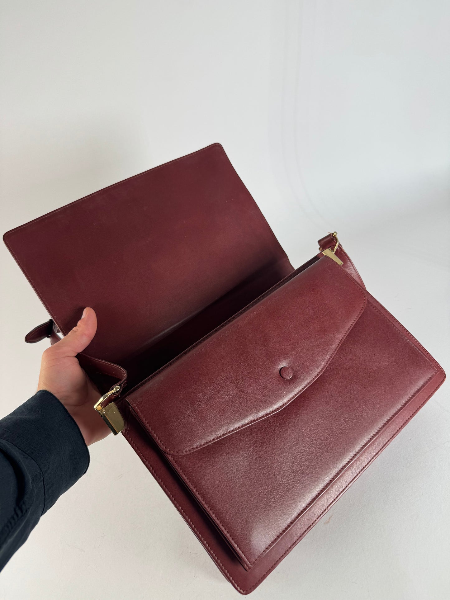 Vintage Cartier Leather Shoulder Bag burgundy
