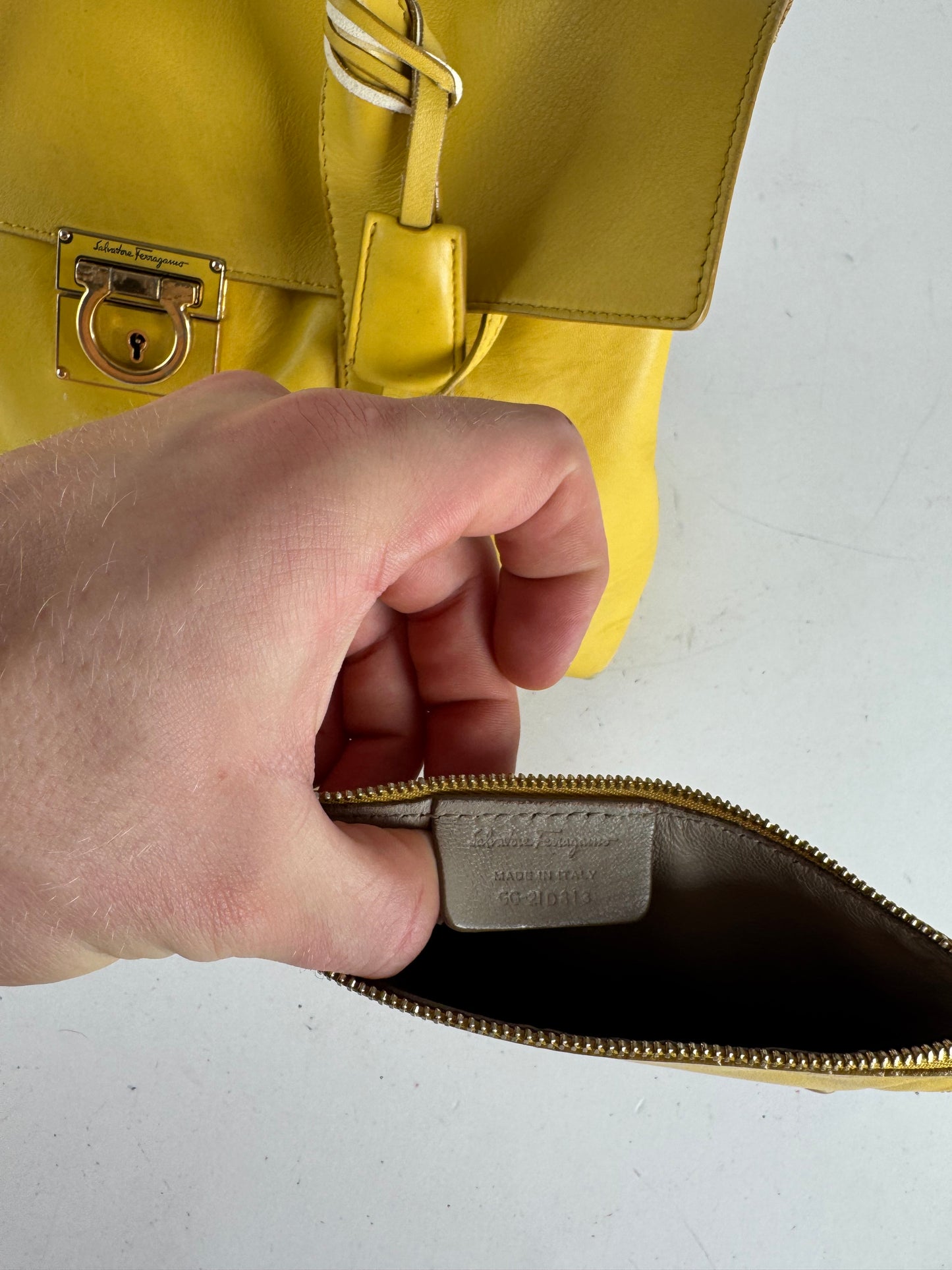 Vintage Salvatore Ferragamo Leather Bag Yellow