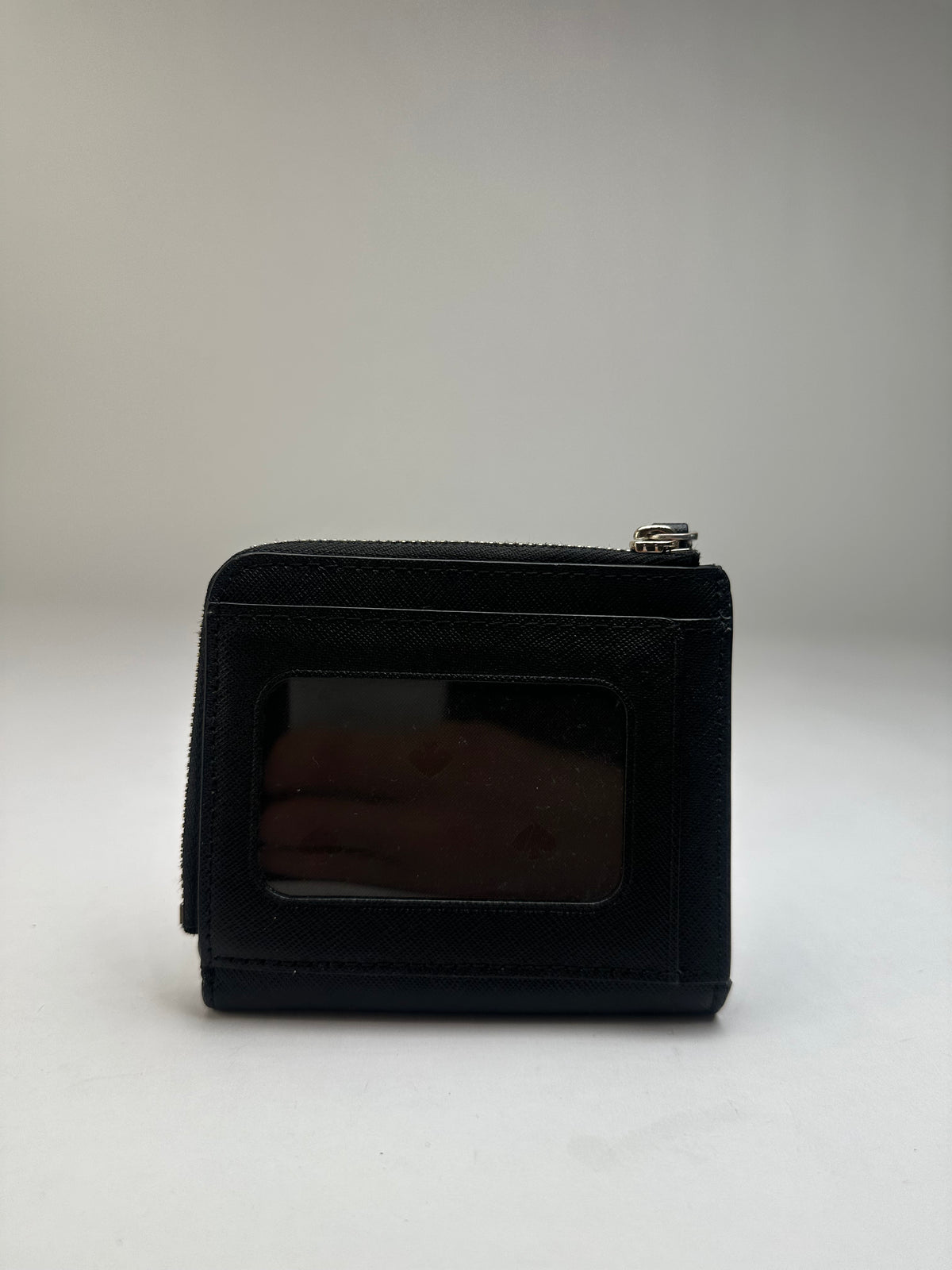 Vintage Kate Spade Saffiano Leather Bifold Wallet Black Silver