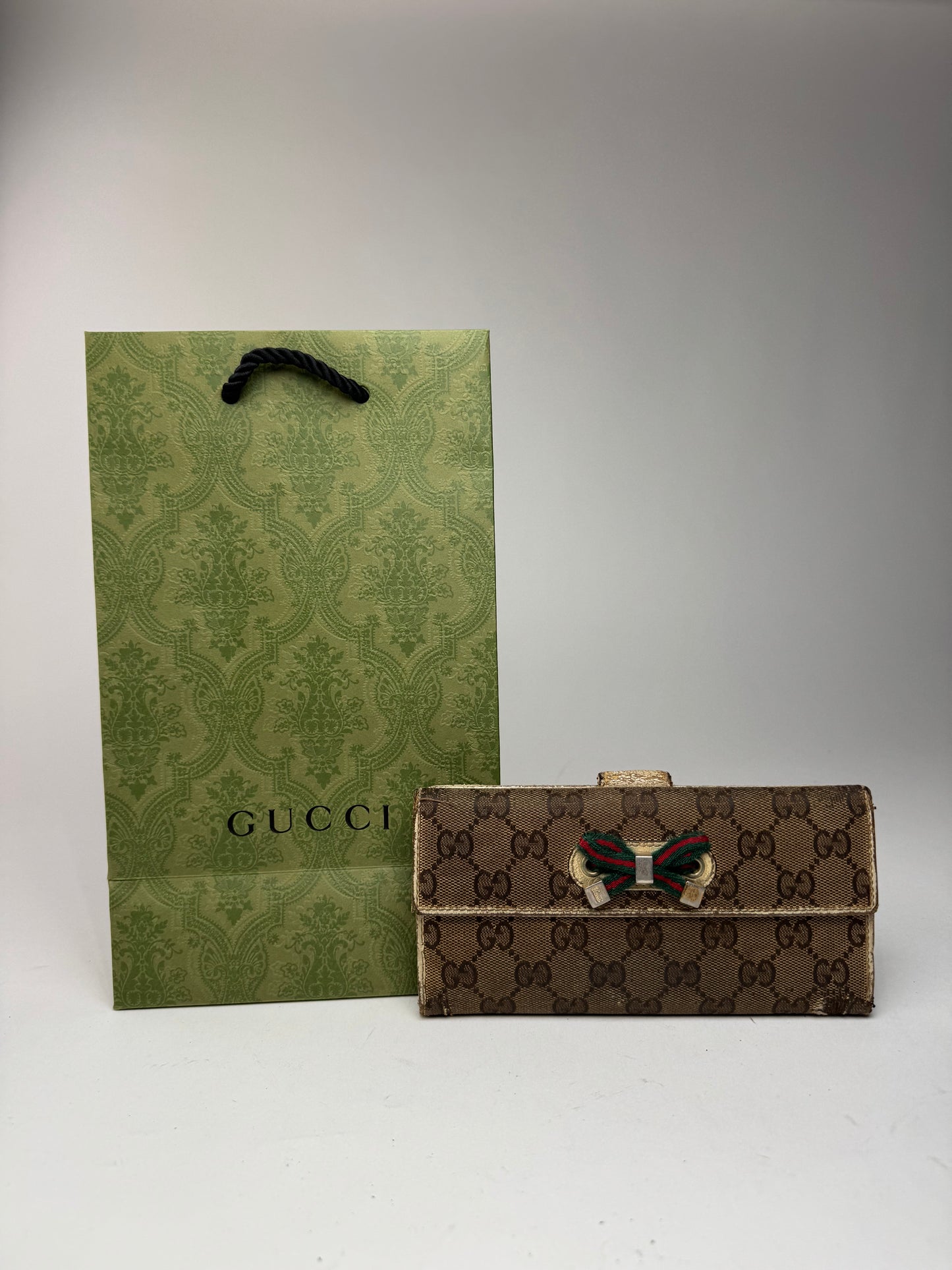 Vintage Gucci Monogram Leather monogram wallet beige white