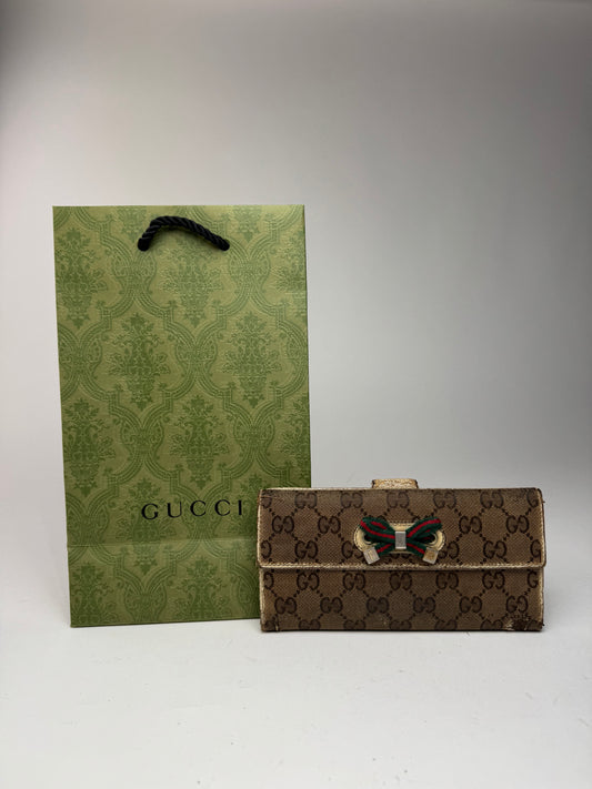 Vintage Gucci Monogram Leather monogram wallet beige white