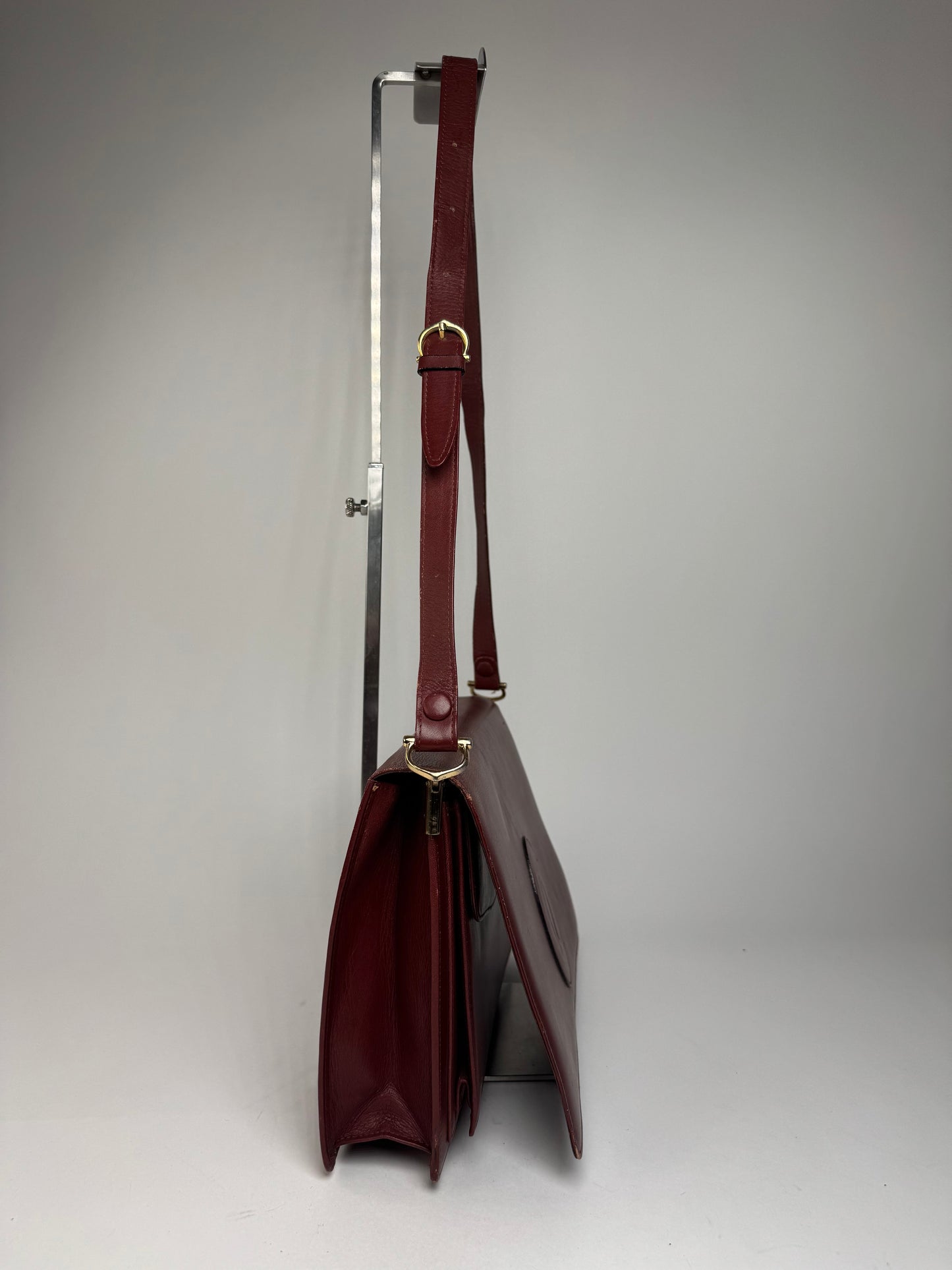 Vintage Cartier Leather Shoulder Bag burgundy
