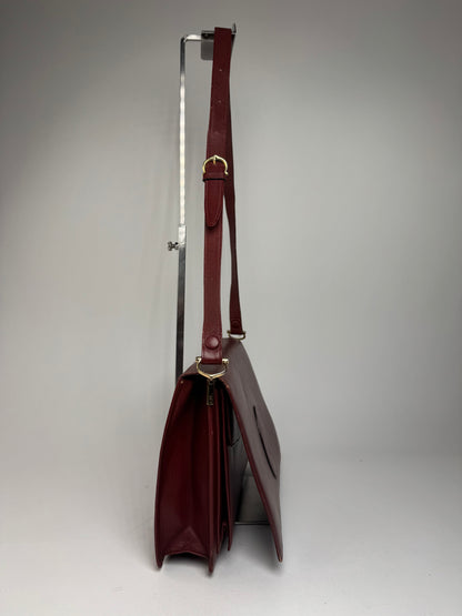 Vintage Cartier Leather Shoulder Bag burgundy