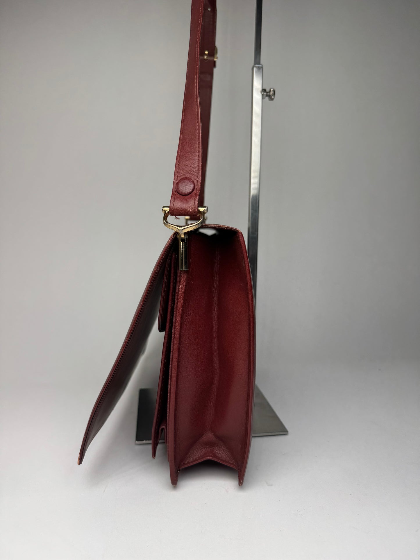 Vintage Cartier Leather Shoulder Bag burgundy