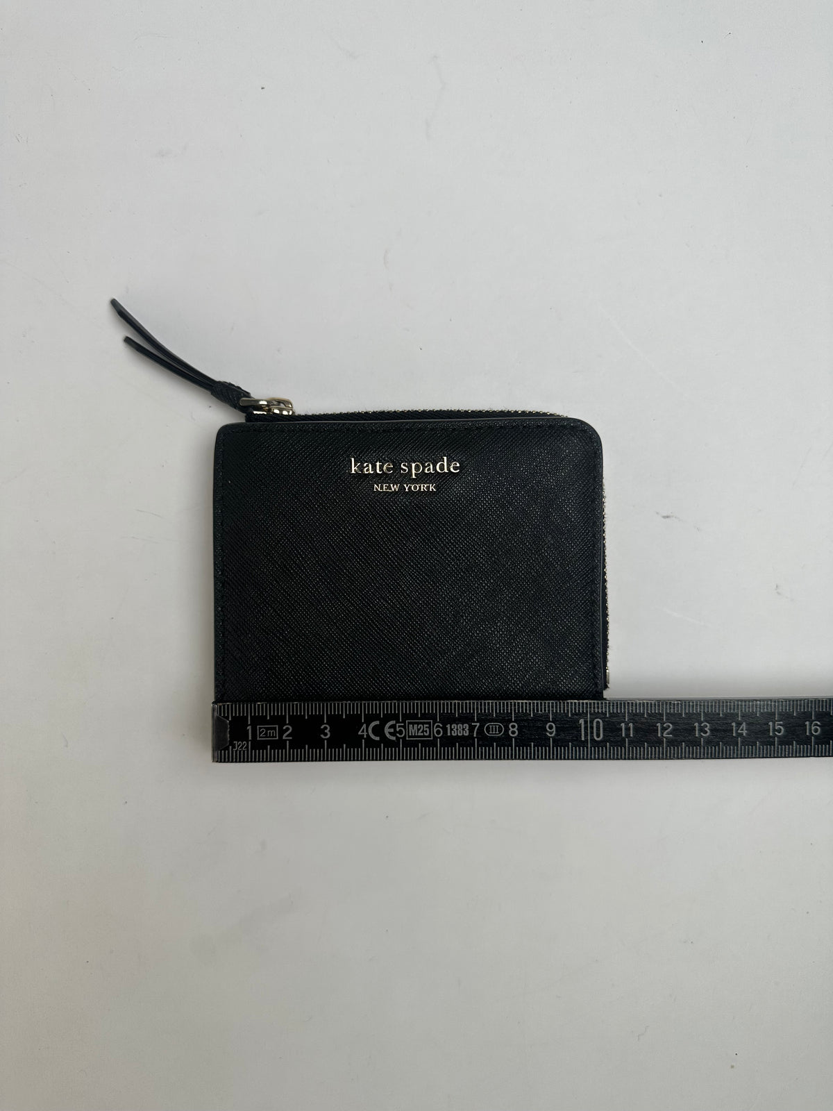 Vintage Kate Spade Saffiano Leather Bifold Wallet Black Silver