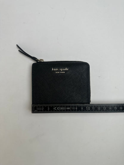Vintage Kate Spade Saffiano Leather Bifold Wallet Black Silver