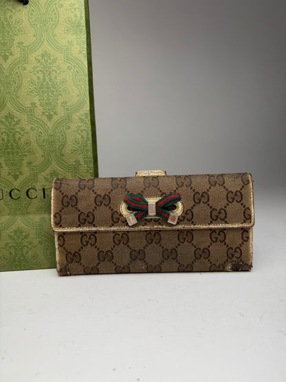 Vintage Gucci Monogram Leather monogram wallet beige white