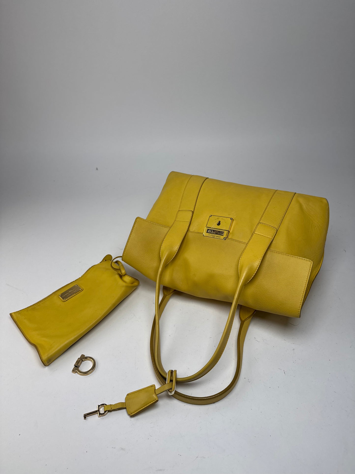 Vintage Salvatore Ferragamo Leather Bag Yellow