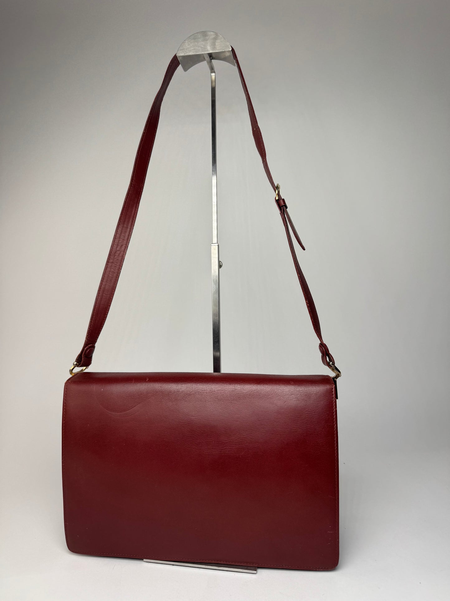 Vintage Cartier Leather Shoulder Bag burgundy