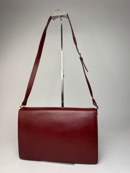 Vintage Cartier Leather Shoulder Bag burgundy