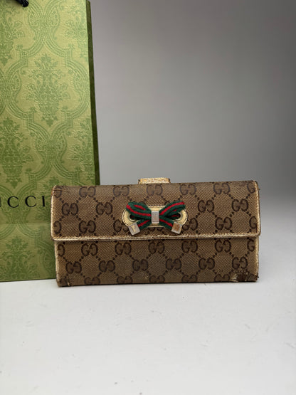 Vintage Gucci Monogram Leather monogram wallet beige white