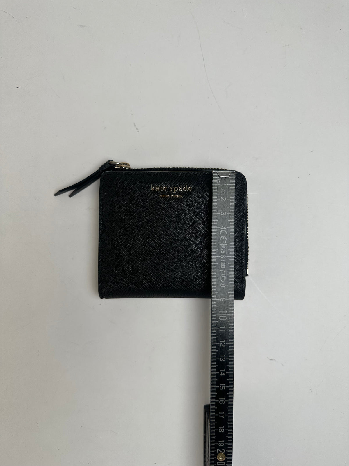 Vintage Kate Spade Saffiano Leather Bifold Wallet Black Silver