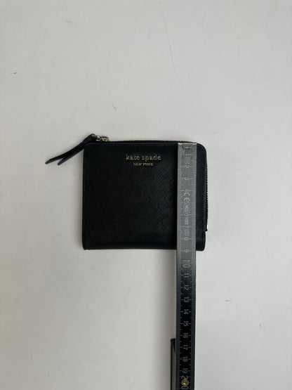 Vintage Kate Spade Saffiano Leather Bifold Wallet Black Silver